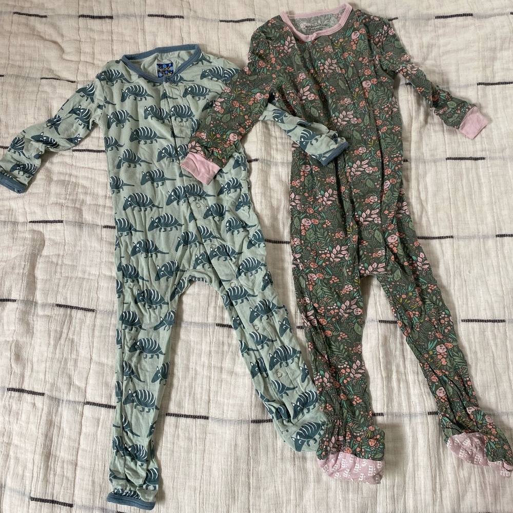 2 Pairs Pajamas sized 18-24 mos  Kickee Pants and Magnetic Me